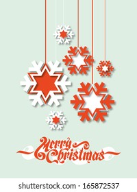 Christmas background with paper snowflake vector illustration. 