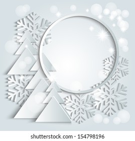 christmas background with paper snowflakes