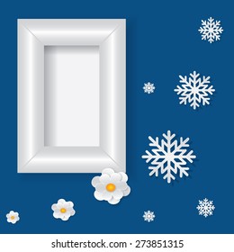 Christmas background with paper snowflakes.