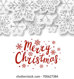 Christmas background with paper snowflakes