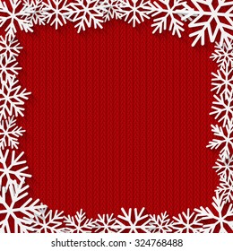 Christmas background with paper snowflakes frame