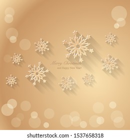 Christmas background with paper snowflakes. Vector Illustration.