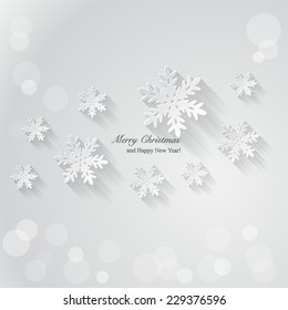 Christmas background with paper snowflakes. Vector Illustration