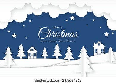 Fondo de Navidad en diseño de estilo de papel