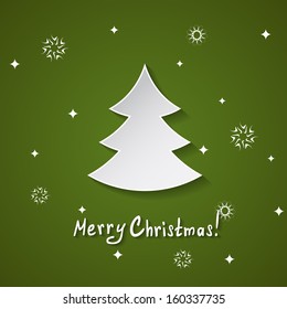 Christmas background with a paper tree