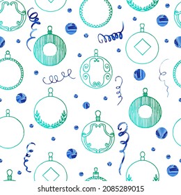 Christmas background party celebration vector Christmas seamless pattern Christmas tree toy, Christmas balls confetti . Wallpaper for wrapping paper, invitations, paper and cards, website backgrounds.