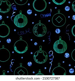 Christmas background party celebration vector Christmas seamless pattern Christmas tree toy, Christmas balls confetti . Wallpaper for wrapping paper, invitations, paper and cards, website backgrounds.