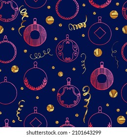 Christmas background party celebration vector Christmas seamless pattern Christmas tree toy, Christmas balls confetti . Wallpaper for wrapping paper, invitations, paper and cards, website backgrounds.