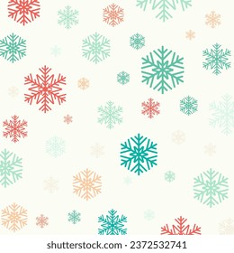 Weihnachtshintergrund mit pastellfarbenem Schneeflockenmuster 