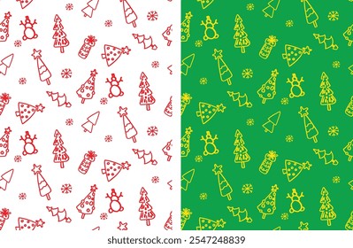 Christmas background pattern. 100% hand drawn vector image.