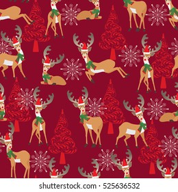 Christmas background pattern. Animal seamless pattern design. 