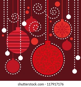 Christmas background, Christmas pattern, Christmas card with red decorations