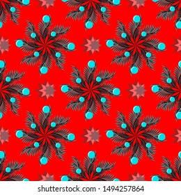 Christmas background pattern with fir branches. Seamless vector illustration.