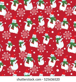 Christmas background pattern. Penguins seamless pattern design. 