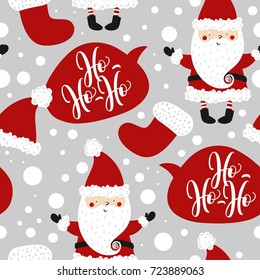 Christmas Background Pattern With Santa Claus.