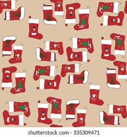 Christmas background. A Christmas pattern. Christmas. Santa. Snowman. Deer. Sock. Tree. Bells