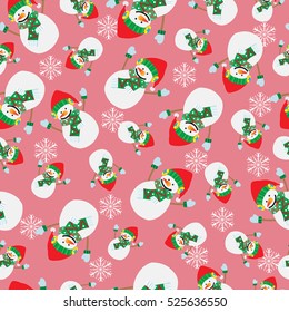 Christmas background pattern. Snowman seamless pattern design. 