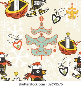 Christmas background with penguins