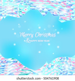 Christmas background from pieces of glass.Abstract frame of frozen ice texture on winter window.Luxurious texture.Vector illustration