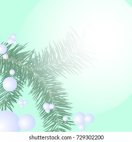 christmas background with pine branches, vector illustration