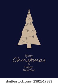 Christmas background. Christmas pine fir tree. Winter holiday composition. Greeting card, banner, poster