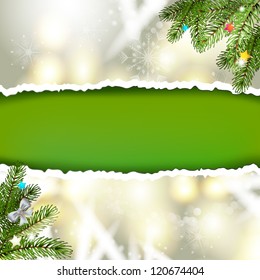 Christmas background with pine tree branch