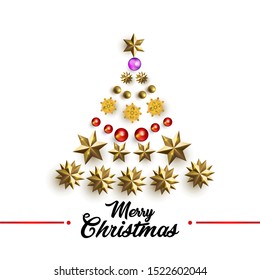 Christmas background with pine tree decoration and compositions