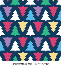 Christmas background pine tree silhouette repeat pattern. Perfect for happy holiday season backdrops, xmas wallpaper, winter themed packaging, scrapbooking, giftwrap projects. Surface pattern design.