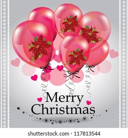 Christmas background with pink balloons