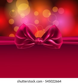 Christmas background with pink bow, vector
