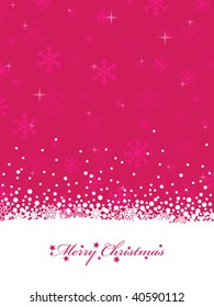 christmas background with pink snowflakes and white banner