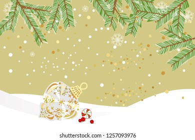 Christmas background with place for text. Winter landscape. Letter to Santa Claus. New Year card. Gifts for a Christmas tree.