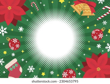 Christmas background with poinsettia and snowflakes. Vector illustration