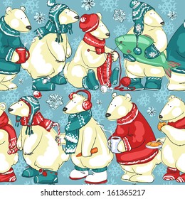 Christmas background with polar bears