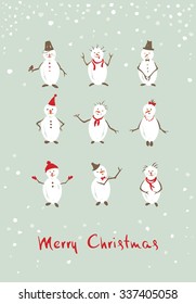 Christmas background, postcard -- funny snowman