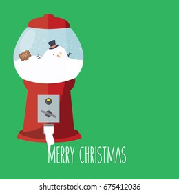 christmas background postcard vector like a transparent snow globe, sphere or snow ball glass  flat design isolated. melted melting snowman cartoon. merry christmas greeting card 