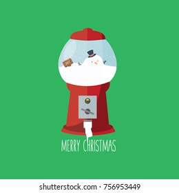 christmas background postcard vector like a transparent snow globe, sphere or snow ball glass  flat design isolated. melted melting snowman cartoon. merry christmas greeting card 