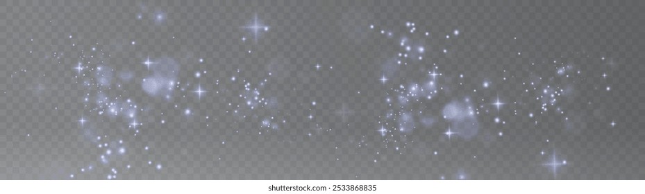 Christmas background. Powder dust blue  light PNG. Magic shining blue dust. Fine, shiny dust bokeh particles fall off slightly. Fantastic shimmer effect. Vector illustrator.