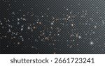 Christmas background. Powder dust light PNG. Magic shining gold dust. Fine, shiny dust bokeh particles fall off slightly. Fantastic shimmer effect. Vector illustrator.	