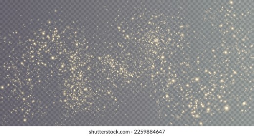 Christmas background. Powder dust light png. Magic shining gold dust. Fine, shiny dust bokeh particles fall off slightly. Fantastic shimmer effect. Vector illustrator.