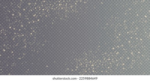 Christmas background. Powder dust light png. Magic shining gold dust. Fine, shiny dust bokeh particles fall off slightly. Fantastic shimmer effect. Vector illustrator.