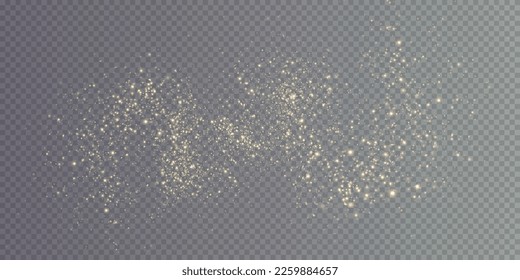 Christmas background. Powder dust light png. Magic shining gold dust. Fine, shiny dust bokeh particles fall off slightly. Fantastic shimmer effect. Vector illustrator.