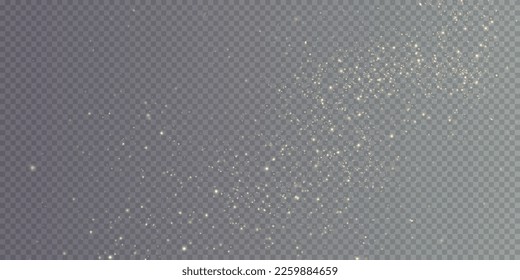 Christmas background. Powder dust light png. Magic shining gold dust. Fine, shiny dust bokeh particles fall off slightly. Fantastic shimmer effect. Vector illustrator.