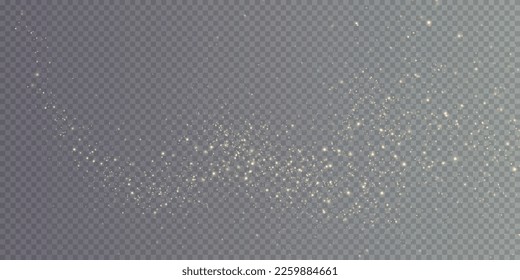 Christmas background. Powder dust light png. Magic shining gold dust. Fine, shiny dust bokeh particles fall off slightly. Fantastic shimmer effect. Vector illustrator.