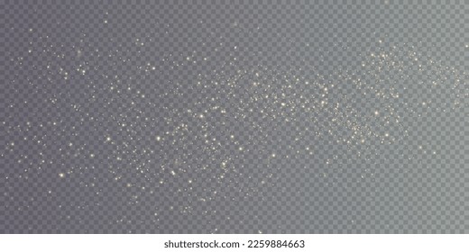 Christmas background. Powder dust light png. Magic shining gold dust. Fine, shiny dust bokeh particles fall off slightly. Fantastic shimmer effect. Vector illustrator.