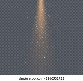 Christmas background. Powder dust light PNG. Magic shining gold and white dust. Fine, shiny dust bokeh particles fall off slightly. Fantastic shimmer effect. Vector illustrator.