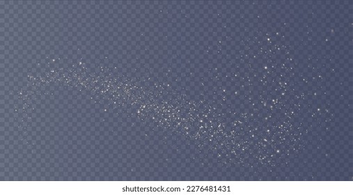 Christmas background. Powder dust light PNG. Magic shining gold and white dust. Fine, shiny dust bokeh particles fall off slightly. Fantastic shimmer effect. Vector illustrator.