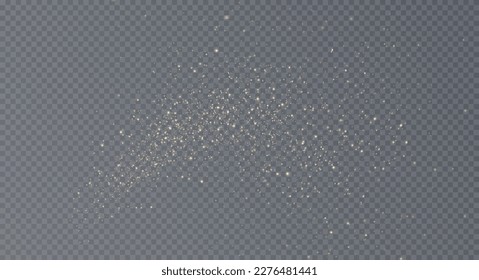 Christmas background. Powder dust light PNG. Magic shining gold and white dust. Fine, shiny dust bokeh particles fall off slightly. Fantastic shimmer effect. Vector illustrator.