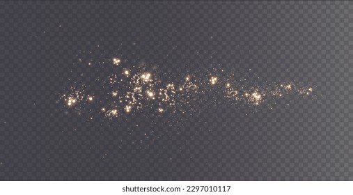 Christmas background. Powder dust light PNG. Magic shining gold and white dust. Fine, shiny dust bokeh particles fall off slightly. Fantastic shimmer effect. Vector illustrator.