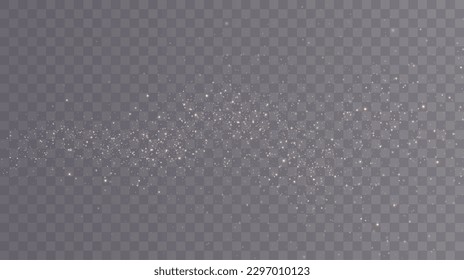 Christmas background. Powder dust light PNG. Magic shining gold and white dust. Fine, shiny dust bokeh particles fall off slightly. Fantastic shimmer effect. Vector illustrator.